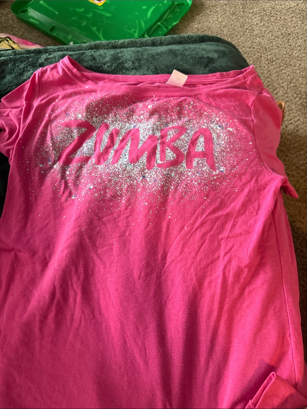 Zumba Fitness Hot Pink Glitter Shoulder Tee